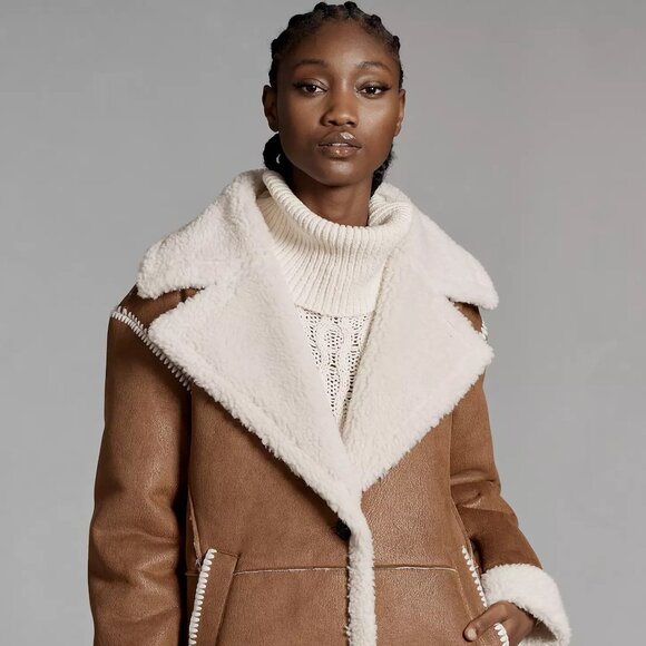 Avec Les Filles | Faux-Shearling and Suede Coat | NWT - Picture 6 of 10